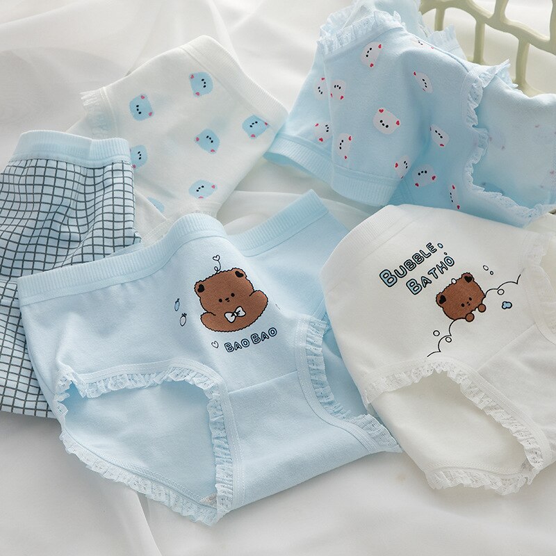 5Pcs/set Cotton Panties for Women Girl Briefs Underwear Plus Size Cute Soft Short Pantys Lingerie Female Ladies Underpants