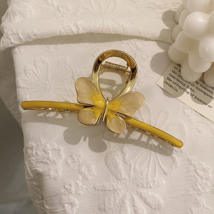 New Korean Vintage Flowers Large Metal Hair Claw Clip Ponytail Women Butterfly Shark Alloy Hair Claw Barrette Hair Accessories