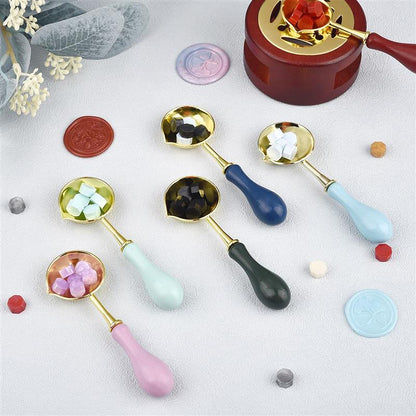 Wax Seal Stamp Set Lacquer Furnace Wax Seal Melting Spoon Rubber Wood Melting Heater Wax Bead Pot Stick Heater Craft Supplies