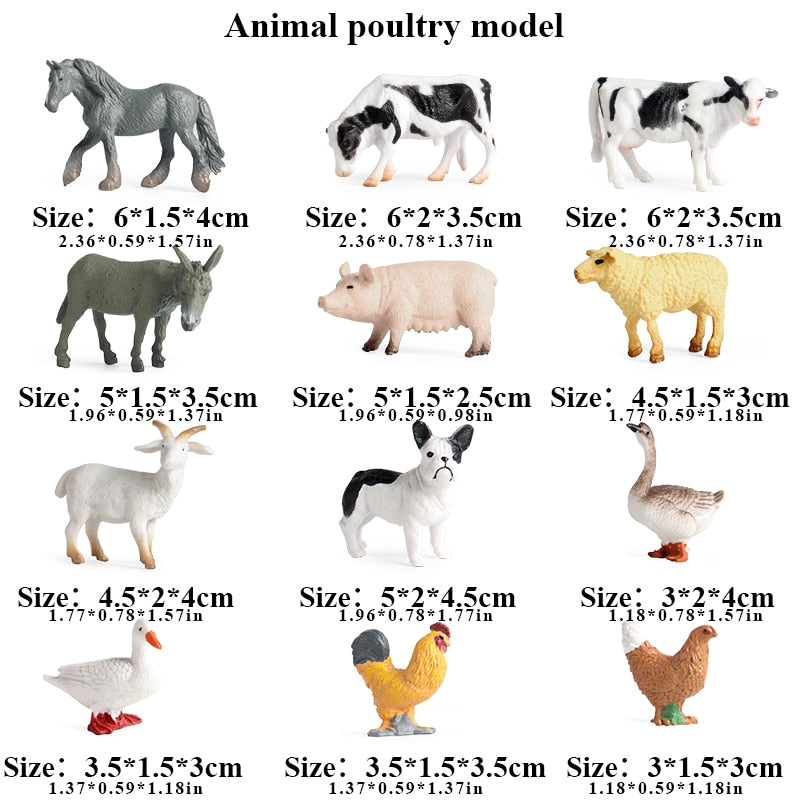 Oenux Montessori Miniature Lion Shark Horse Dinosaur Animals Model Set Action Figures Figurine Zoo Cute Education Kids Toy Gift