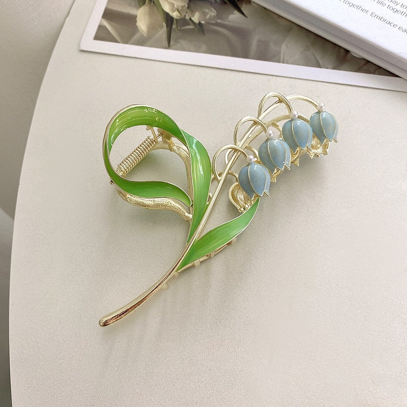 New Korean Vintage Flowers Large Metal Hair Claw Clip Ponytail Women Butterfly Shark Alloy Hair Claw Barrette Hair Accessories