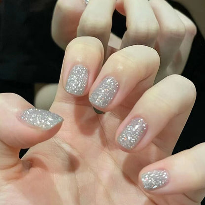 24Pcs Ballerina False Nails with Glue Short Nail Beauty Tools Press on Fake Nails Full Cover Artificial Nails Tips Manicure