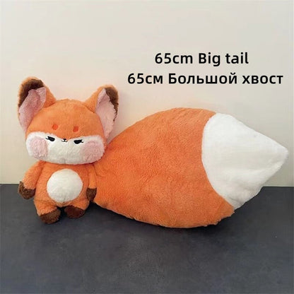 Red Fox Stuffed Animal Plush Toy with Big Giant White Tail Cute Kawaii Anime Cartoon Plushie Room Decor Bed Pillow Soft Doll Girl Kids Christmas Birthday Gift