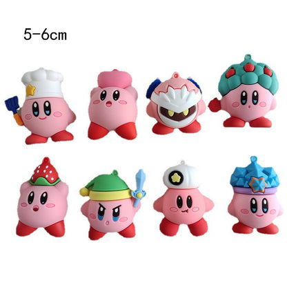 4-8pcs Anime Games Kirby Action Figures Toys Pink Cartoon Kawaii Kirby PVC Cute Figure Action Toy Christmas Gift for Children