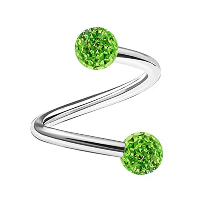 1PCS Stainless Steel Crystal Twist Helix Earring Cartilage Jewelry S Shape Labret Piercing Lip Ring Twist Tragus Earring Stud