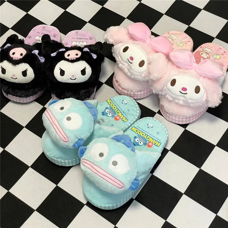 Sanrio Hello Kitty Melody Kuromi Kawaii Plush Toys Slipper Home Dormitory Slippers Anime Accessories Christmas Gifts