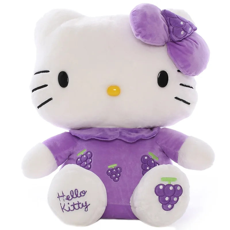 30cm Sanrio Hello Kitty Doll Fruit Strawberry Grape Cat Doll Children Plush Toy Girl Bedroom Decoration Pillow Cute Cartoon Gift