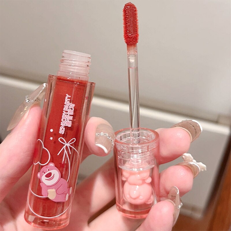 Little Bear Crystal Frozen Strawberry Glossy Lip Glaze Mirror Whitening Nude Doodle Lip Korean Makeup y2k Cosmetics Lipsticks