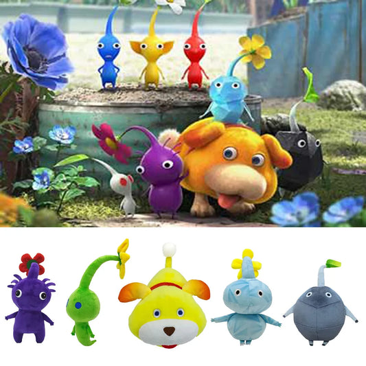 5pcs Ice Pikmins Stuffed Animals Rock Pikmins Plush Blue Pikmins Plushies Video Game Plush Dog Doll Toy Plant