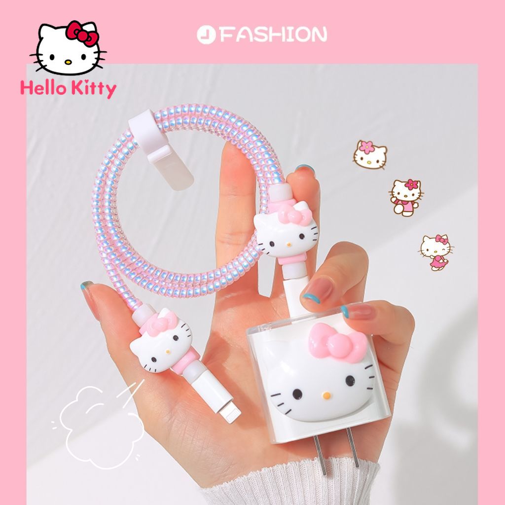 Hello Kitty Anti-breaking Cartoon Apple Data Cable Protective Case Mobile Phone Charger Winding Rope