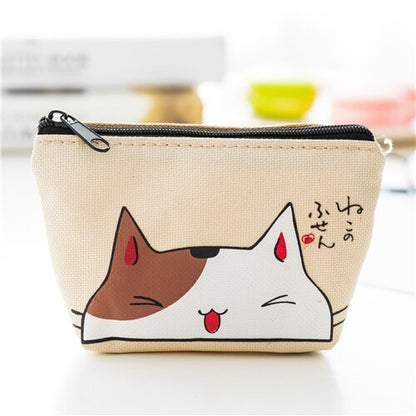 Canvas Cotton Coin Bag Pure Zipper Cartoon Cute Cat Coin Key Bag Money Pocket Women Men Coin Purse Small Wallet Kid