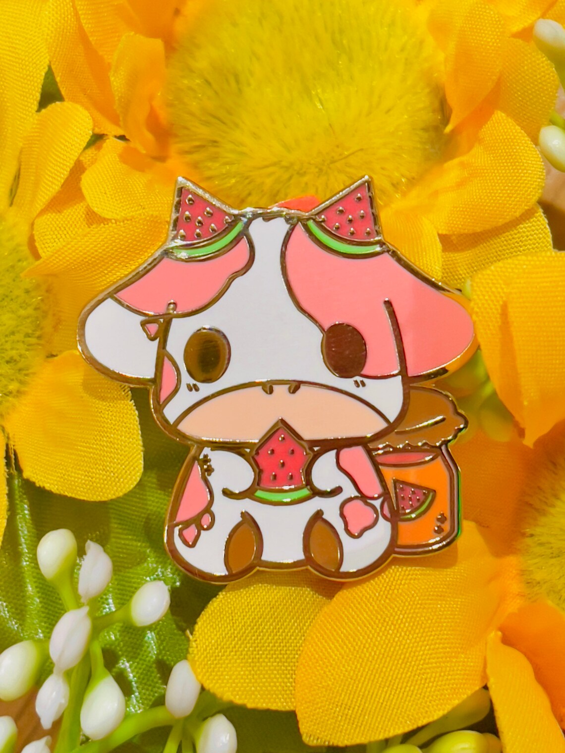 Cute Cow Enamel Pin Strawberry, Boba, Blueberry, Lemon  Grape s Kawaii Animal Brooch