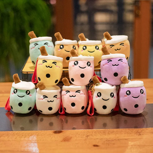 Boba Tea Plush Toy 10cm Cute Kawaii Bubble Tea Stuffed Animal Plushies Keychain Soft Dolls Bag Backpack Charm Decor Girl Kids Birthday Gift
