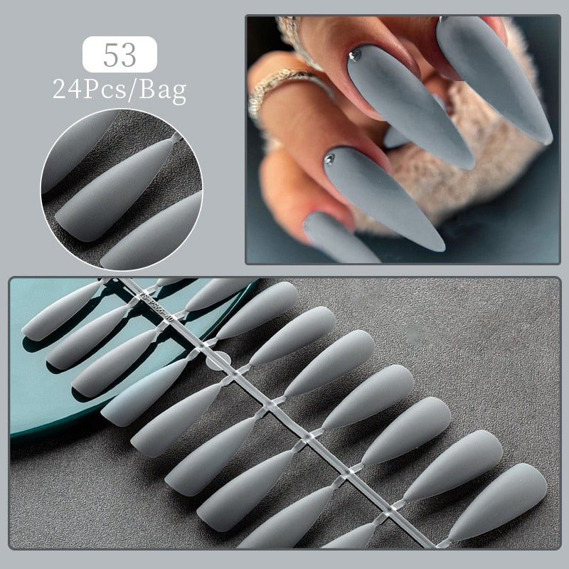 24pcs Sweet Summer Fake Nails Patches Pink Glitter Nude Press on Nails Women Wearable Nail Art Stickers Full Finished False Nail