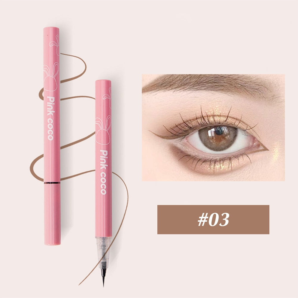 Ultra Thin Silky Matte Liquid Eyeliner Waterproof Non Smudging Lasting Black Brown Pink Lying Silkworm Eye Liner Eyes Makeup