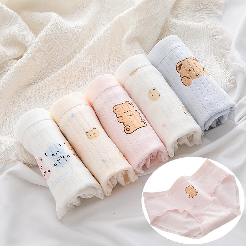 5Pcs/set Cotton Panties for Women Girl Briefs Underwear Plus Size Cute Soft Short Pantys Lingerie Female Ladies Underpants
