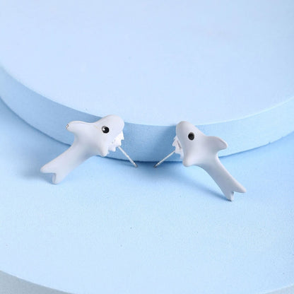 Kawaii Dinosaur T-Rex Stud Earrings: Cute Cartoon Animal Little Dog Whale Hippo Baby Shark Bite Ear Clay Jewelry Funny Gift