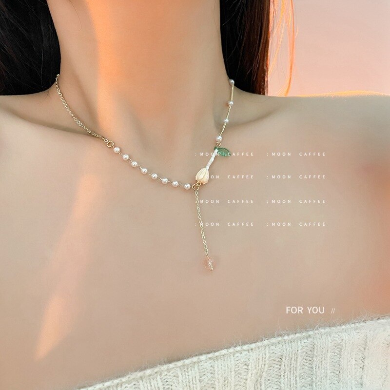 Exquisite Cherry Blossoms Flower Necklace For Women Crystal Zircon Rose Heart Butterfly Clavicle Chain Wedding Romantic Jewelry