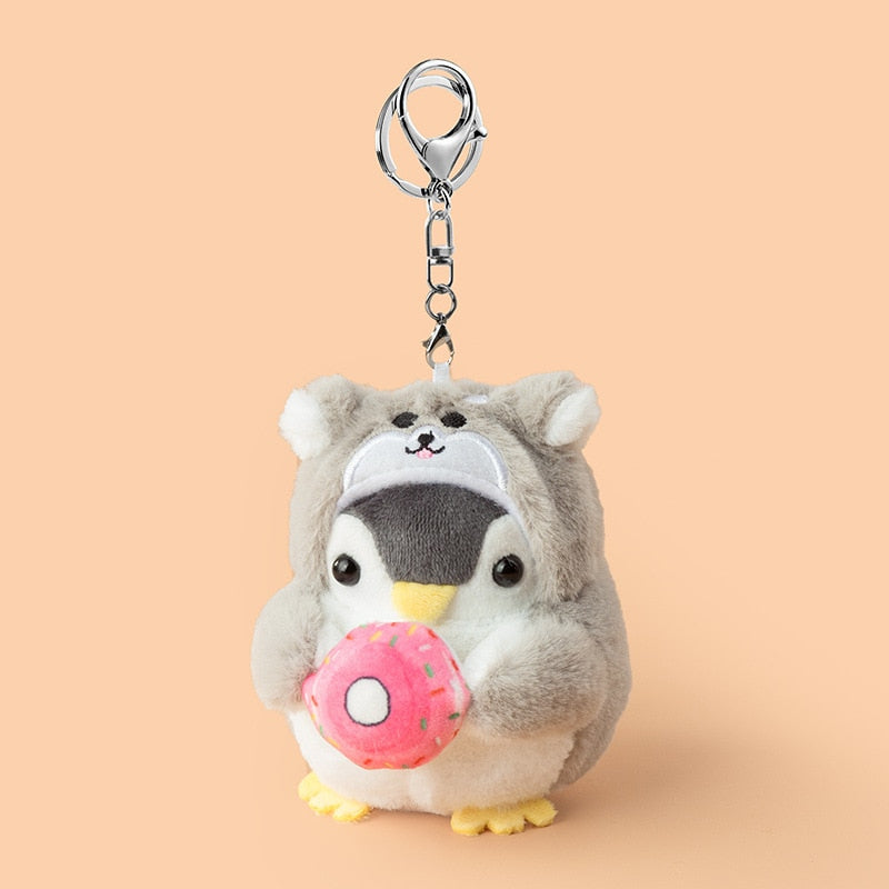 Kawaii Plush Keychain Bag Charm Cartoon Cute Mini Penguin Stuffed Animal Plushies Soft Doll Car Trinket Key Chain Women Girls Keyring Kids Birthday Gifts