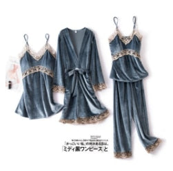 JULY'S SONG Pink 7 Pieces Women's Pajamas Sets Faux Silk Striped Pyjama Women's Pajamas Sleepwear Sets Spring Summer Homewear