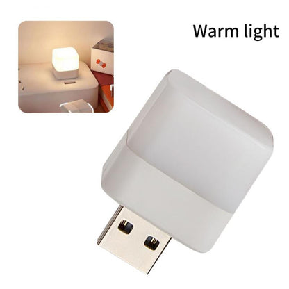 1pc USB Plug Lamp Mini Night Light Computer Mobile Power Charging Small Book Lamps LED Eye Protection Square Reading Light