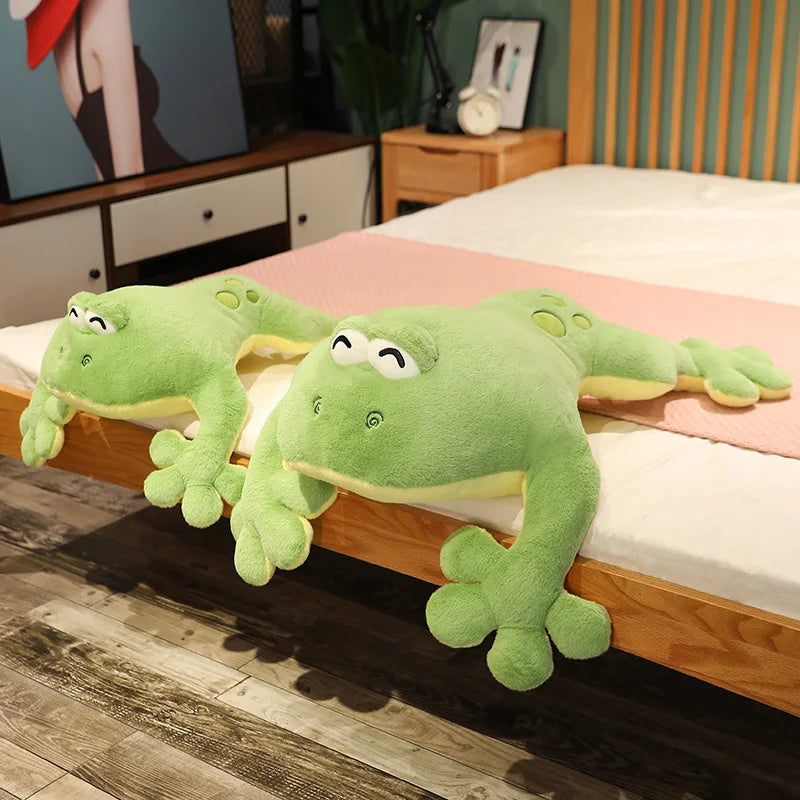 GIANT Frog Stuffed Animal Plush 130cm Big Eyes Green Large Plushies Cute Kawaii Toad Throw Pillow Cushion Home Decor Kids Birthday Gift for Boys