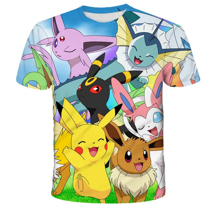 Pokemon Pikachu T-shirts Squirtle Summer 3D Kids Tshirts Pokemon Boys Girls Anime Game Cartoon Fashion Hip Hop Clothing