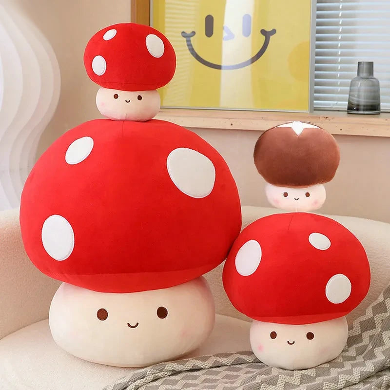 Mushroom Plushie Stuffed Red Big Plush Sofa Decor Plant Super Mario Bros Toy Creative Dried Throw Pillow for Kids