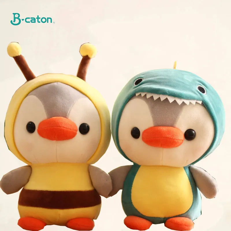 Kawaii Plush Toy Penguin Turn To Dinosaur Frog Unicorn Bee Stuffed Doll Cartoon Animal Birthday Christmas Gift for Kids Children