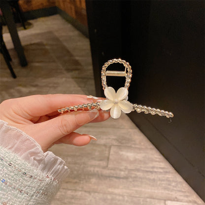 New Classical Orchid Pearl Tassel Grab Clip Ladies Ponytail Clip Flower Shark Clip Girl Elegant Headwear Accessories