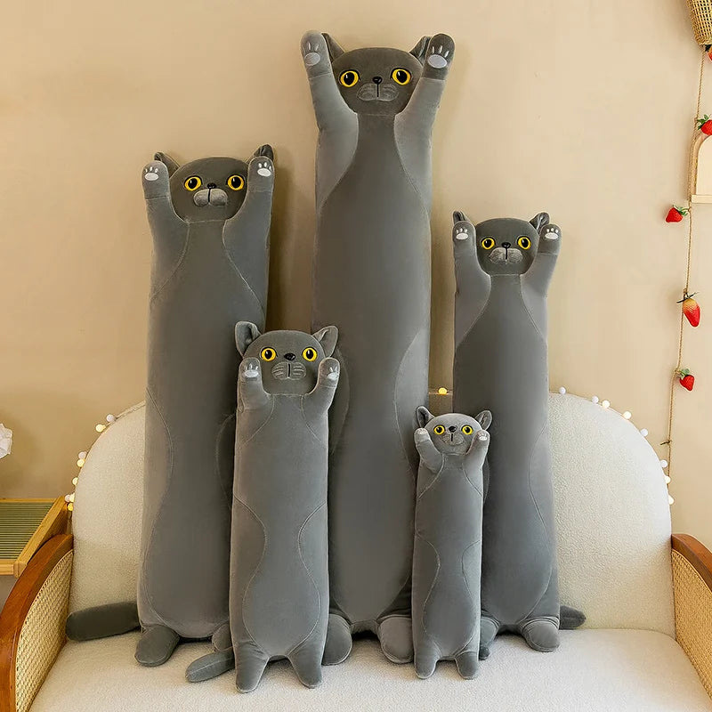 Long Cat Pillow Buddy 130cm Kitten Giant Stuffed Animal Kitty Plushies Black White Big Koala Panda Soft Squishy Bed Sofa Cushion Home Decor Birthday Girl Gifts