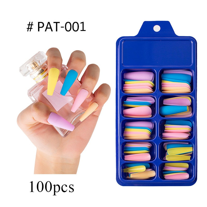 100Pcs Fake Nail Nails Extension Transparent Acrylic Nail Seamless Full/Half Cover Beauty Nail Decor French Nail Manicure Tools