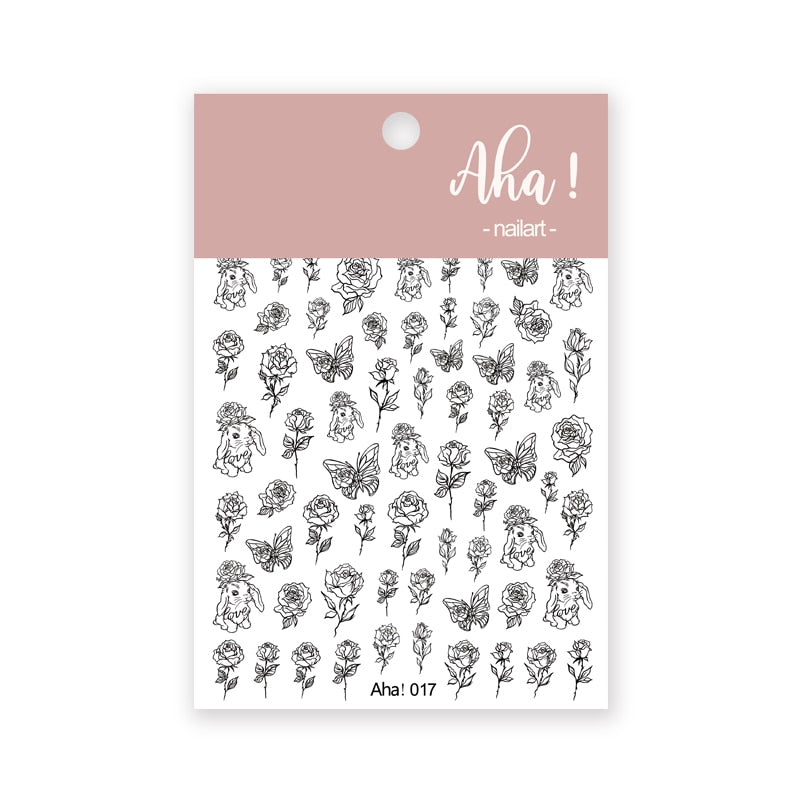 1Sheet Korean White Cloud Blue Nail Art Sticker 3D Star Moon Decal Pure Twilight Self-adhesive Manicure Slider Accessories RE#53