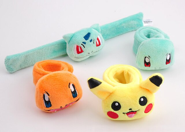 Pokemon Plush Snap Bracelet Wristband Pikachu Squirtle Charmander Video Game 1.5mm Super Soft Holiday Dress Up Birthday Gifts