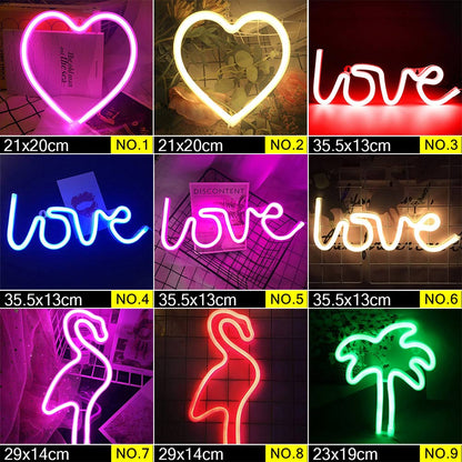 Wholesale LED Neon Night Light Sign Wall Art Sign Night Lamp Xmas Birthday Gift Wedding Party Wall Hanging Neon Lamp Home Decor