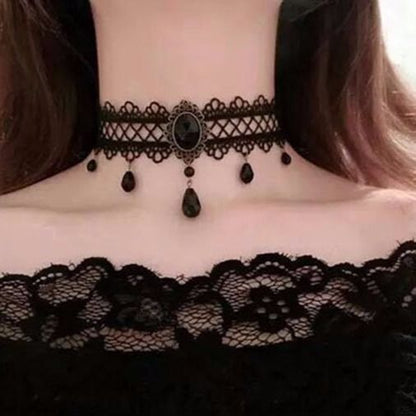 Korean Fashion Velvet Choker Necklace for Women Vintage Lace Necklace with Pendants Gothic Girl Neck Jewelry Accessories