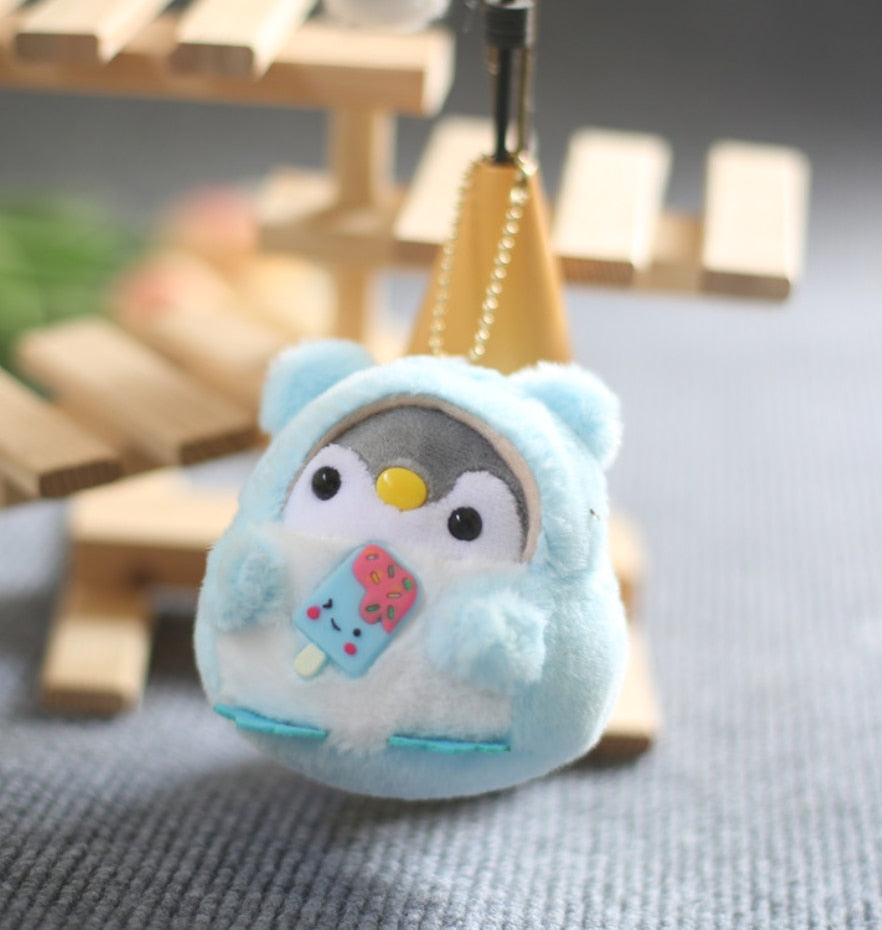 Kawaii Plush Keychain Bag Charm Cartoon Cute Mini Penguin Stuffed Animal Plushies Soft Doll Car Trinket Key Chain Women Girls Keyring Kids Birthday Gifts