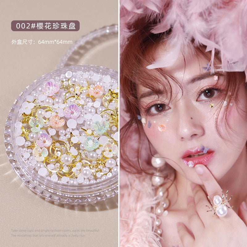 1Box Eyes Face Makeup Facial Decoration Patch Butterfly Diamond Pearl Adhesive Rhinestone Glitter Sequin DIY Nail Art Decoration