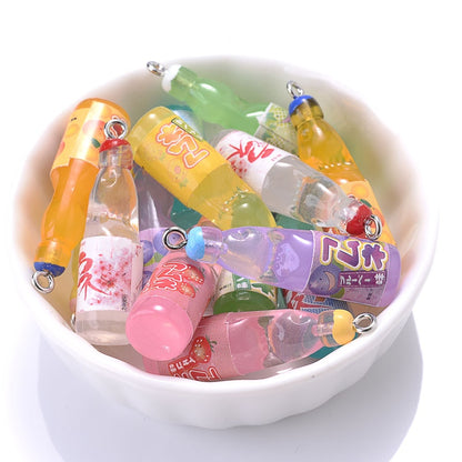 10Pcs Plastic Pop Cola Soda Drinks Beverages Charms Juice Alcohol Lemonade Bottle Resin Pendants for Jewelry Making Mini Crafts