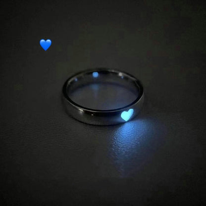 Luminous Love Heart Finger Ring Glow In Dark Fashion Adjustable Couples Rings Silver Color Pink Blue Light Jewelry Lover Gift
