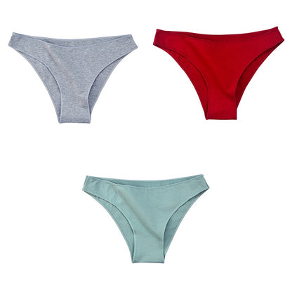 3Pcs/Set Women's Cotton Panties Female Underwear Solid Color Comfortable Briefs High Elasticity Underpants Size M-XXL