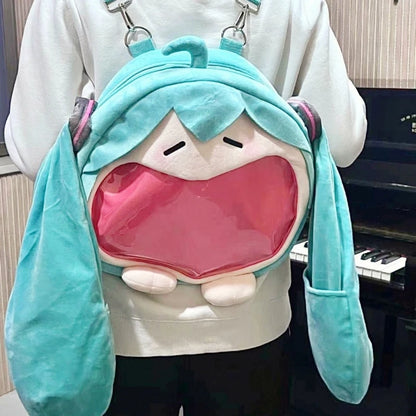 2023 Kawaii Hatsune Miku Cartoon Shoulder Bag Pink Packet Cute Anime Girl Plush Backpack Knapsack Student Bag Kids Gifts Toys