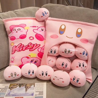 Pink Kirby Game Figures A Plushie Bag With 6 Pendant Dolls Pudding Pillow Toy Stuffed Animals Kawaii Plush Cushion For Gift