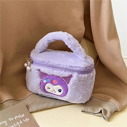 Sanrio My Melody Plush Bag Kawaii Cartoon Anime Handbag Kuromi Tote Cosmetics Bags Cinnamoroll Sundries Storage Case Girls Gifts