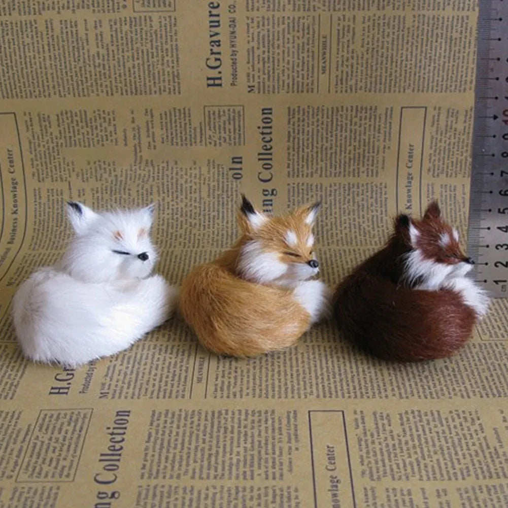 Realistic Rabbit Plush Owl Cat Fox Ornament Furs Squatting Model Home Decoration Animal World with Static Action Figures Gift for Kid