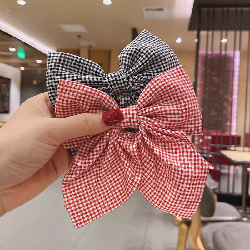 2Pcs Girls Barrettes Chiffon Solid Color Large Bowknot Hair Accessories  Stain Hairpin Ponytail Clip Bow Hair Clip WHITE 