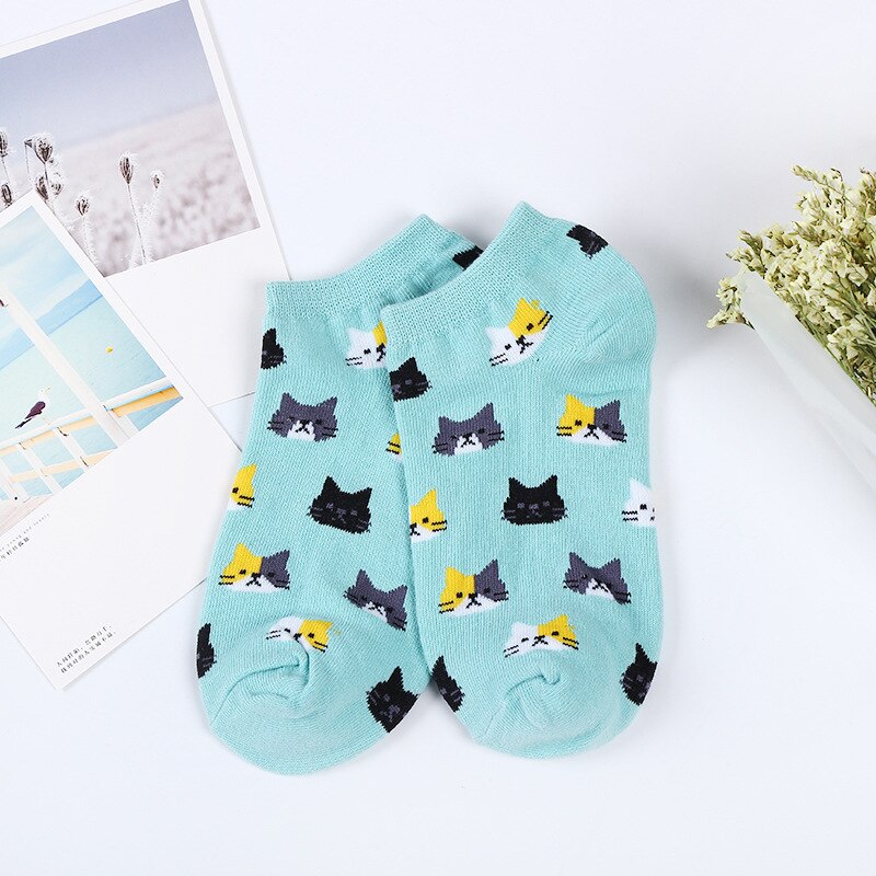 Cartoon Animal Cat Print Cute Women's Socks Japanese Style Kawaii Long Socks Casual Harajuku Streetwear Cotton Soft Crew Socks