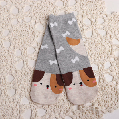 New Casual Harajuku Socks Women Cat Prints Cartoon Animals Cat Pattern Striped Cotton Socks Femme Floor Meias Socks Kawaii