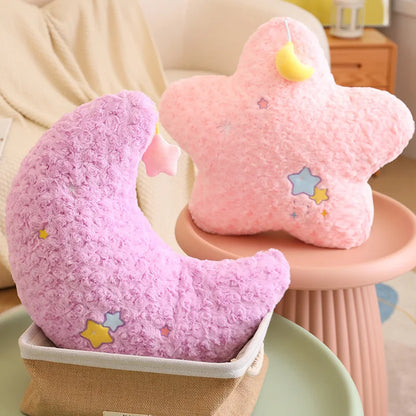 Stars & Moon Plush Toys Sky Pillow Plushies Cloud Stuffed Animals Pillow Pink White Yellow Purple Blue Living Room Chair Sofa Home Decor Cushion Gift