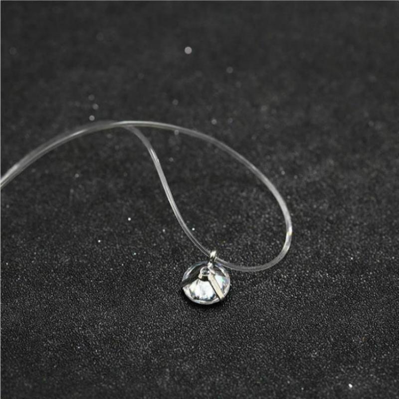 Fashion Shiny Crystal Necklace Zircon Pendant Transparent Fishing Line Invisible Ladies Necklace Jewelry Clavicle Chain Chocker